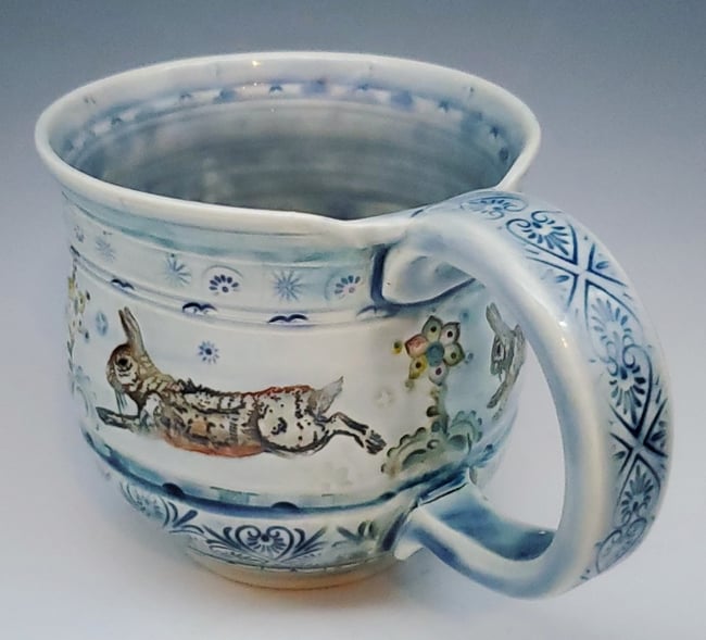 Running Rabbit Porcelain Mug
