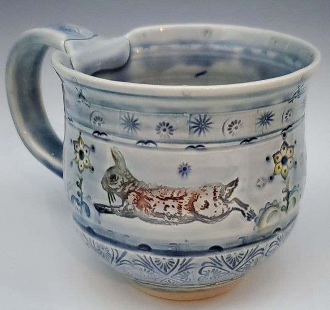 Running Rabbit Porcelain Mug