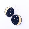 Block Printed Earrings: Moon