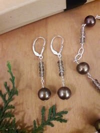 Image 3 of Chocolate Pearl Earrings with Smoky Topaz 4VX