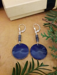 Image 1 of Enameled Penny Earrings, Blue  4WB