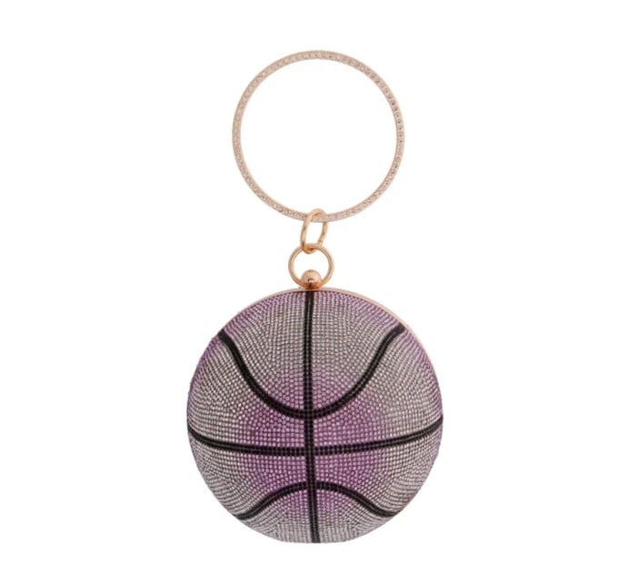 Image of Purple Rhinestone BBall Wristlet 