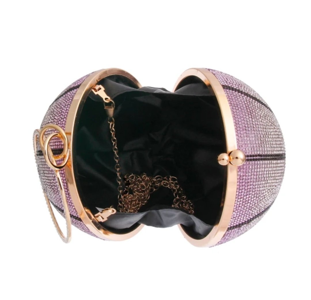 Image of Purple Rhinestone BBall Wristlet 