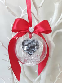 Image 3 of 8cm Beautiful Personalised Baby Scan Ornament,Crystal filled Bauble,Bumps First Christmas Bauble