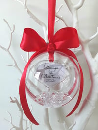 Image 4 of 8cm Beautiful Personalised Baby Scan Ornament,Crystal filled Bauble,Bumps First Christmas Bauble