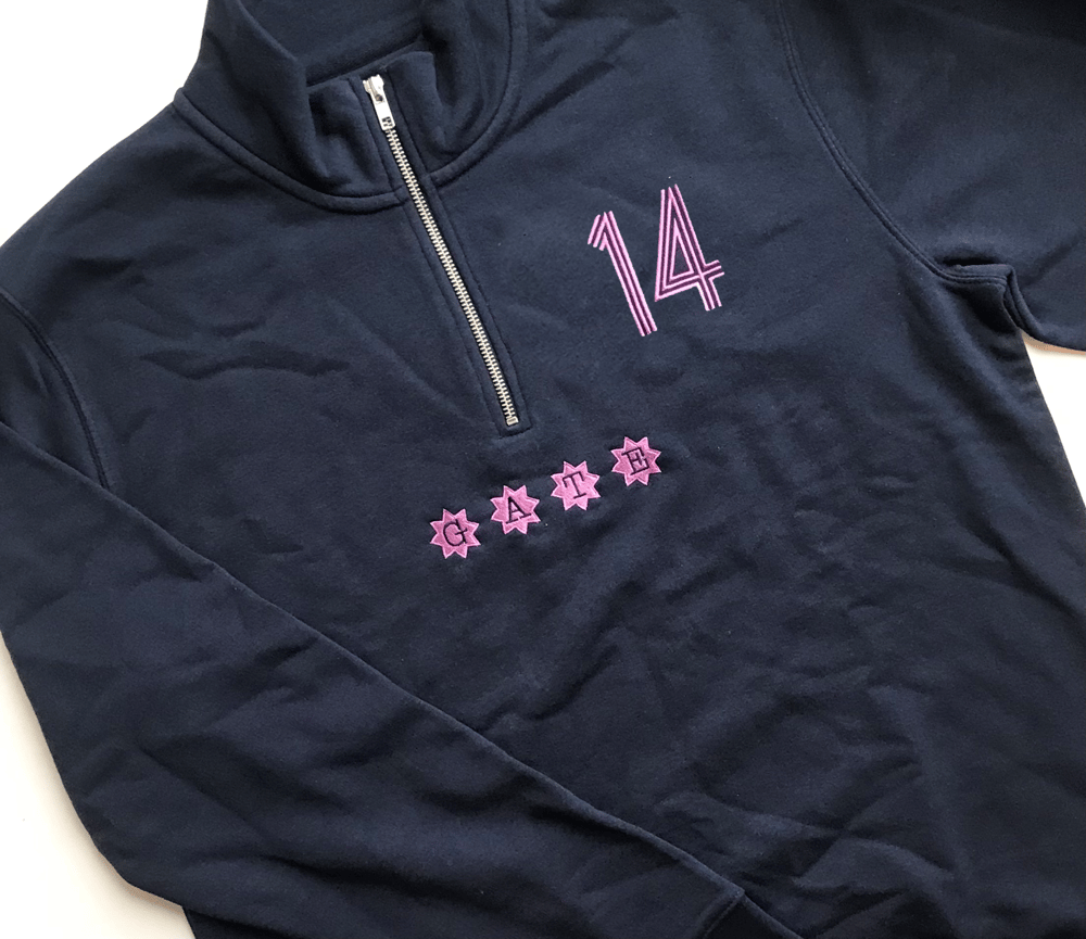 Image of SALE: 1/4 Zip Spellout Sweat 