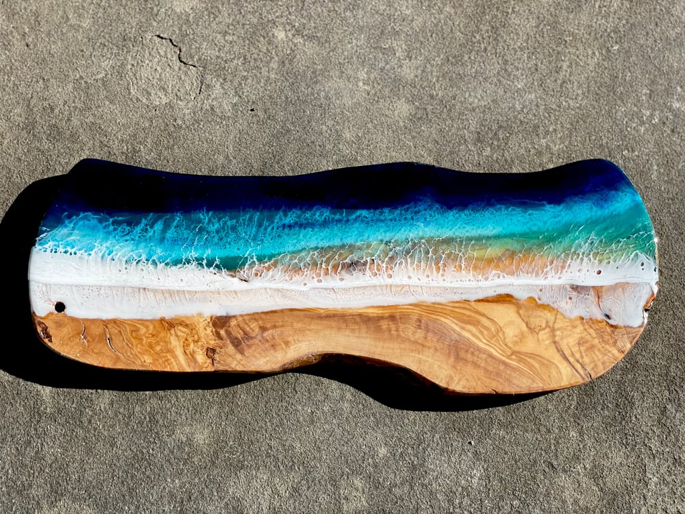 Image of Olive Wood Seascape Charcuterie Board #1