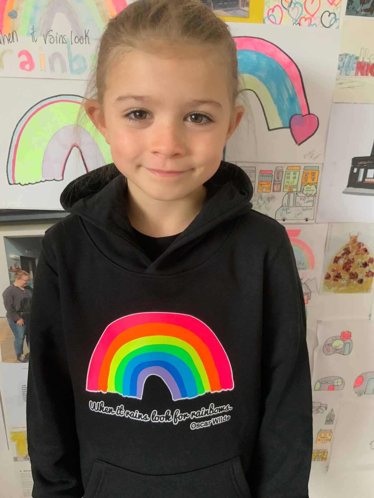 Image of Kids Black Rainbow Hoodie