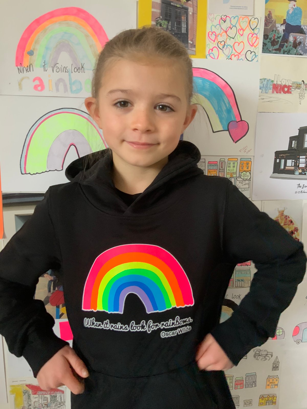 Image of Kids Black Rainbow Hoodie