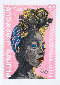 Affiche Plumes d'Afrique - Linogravure 