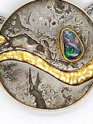 Image of Gold and Silver Fused Pendant with Opal