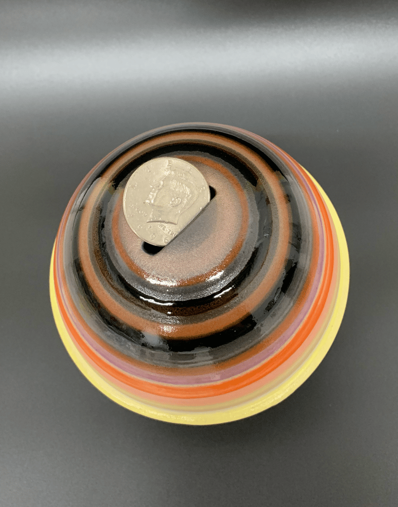 Image of Sediment Coin Jar | Yellow, Black & Orange Color
