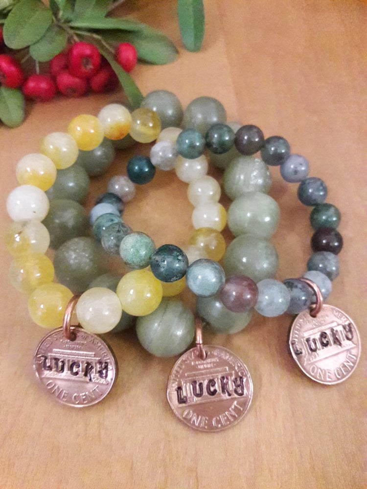 Image of Lucky Penny Agate Mala style Bracelets