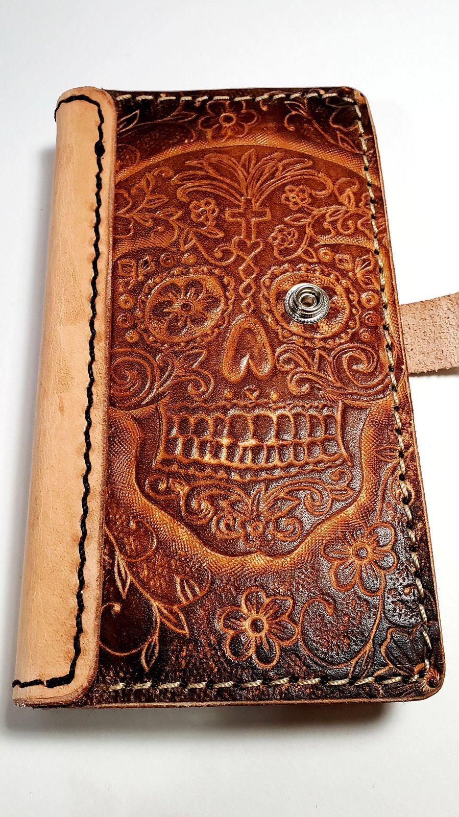 Custom Hand Tooled Leather Smartphone smart phone case. Made to