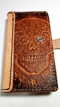 Image 1 of Custom Hand Tooled Leather Smartphone smart phone case. Made to fit any phone. 