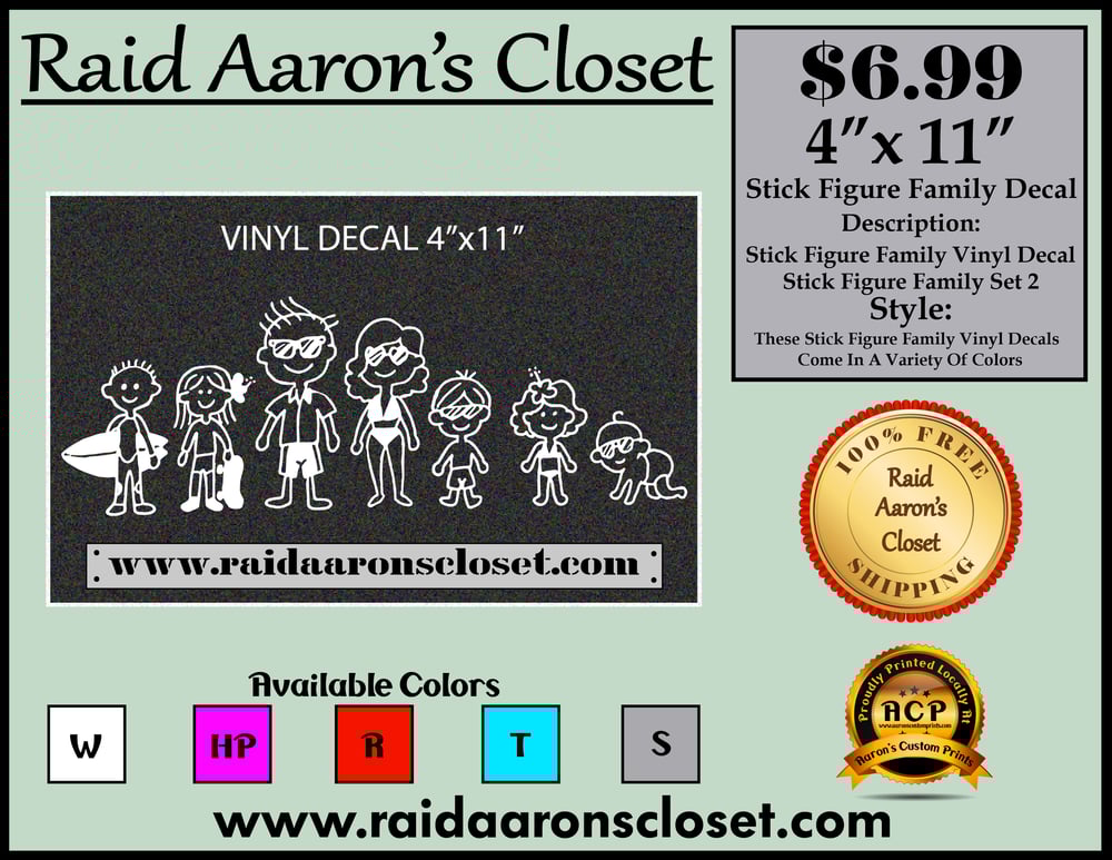 Image of Stick Figure Family Vinyl Decal Set 2