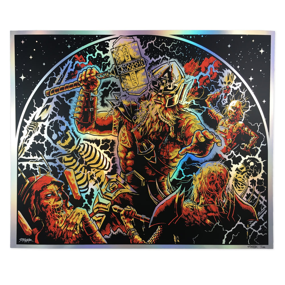 Image of TORALF, GOD OF FURY - RAINBOW HOLOGRAPHIC POSTER PRINT