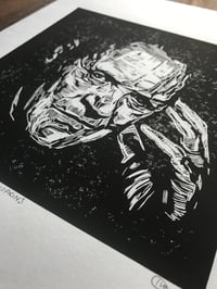 Image 2 of Anthony Hopkins. Hand Made. Original A4 linocut print. Limited and Signed. Art.