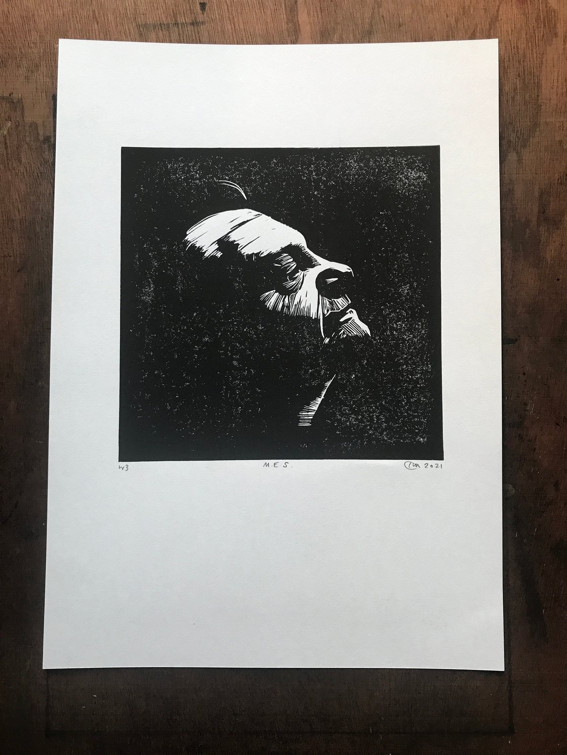 Image of Mark E. Smith. The Fall. Hand Made. Original A4 linocut print. Limited and Signed. Art.