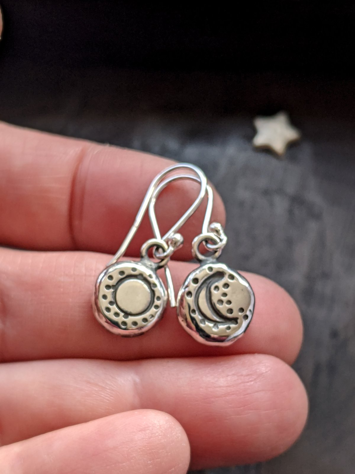 Moon Magic recycled silver pebble earrings