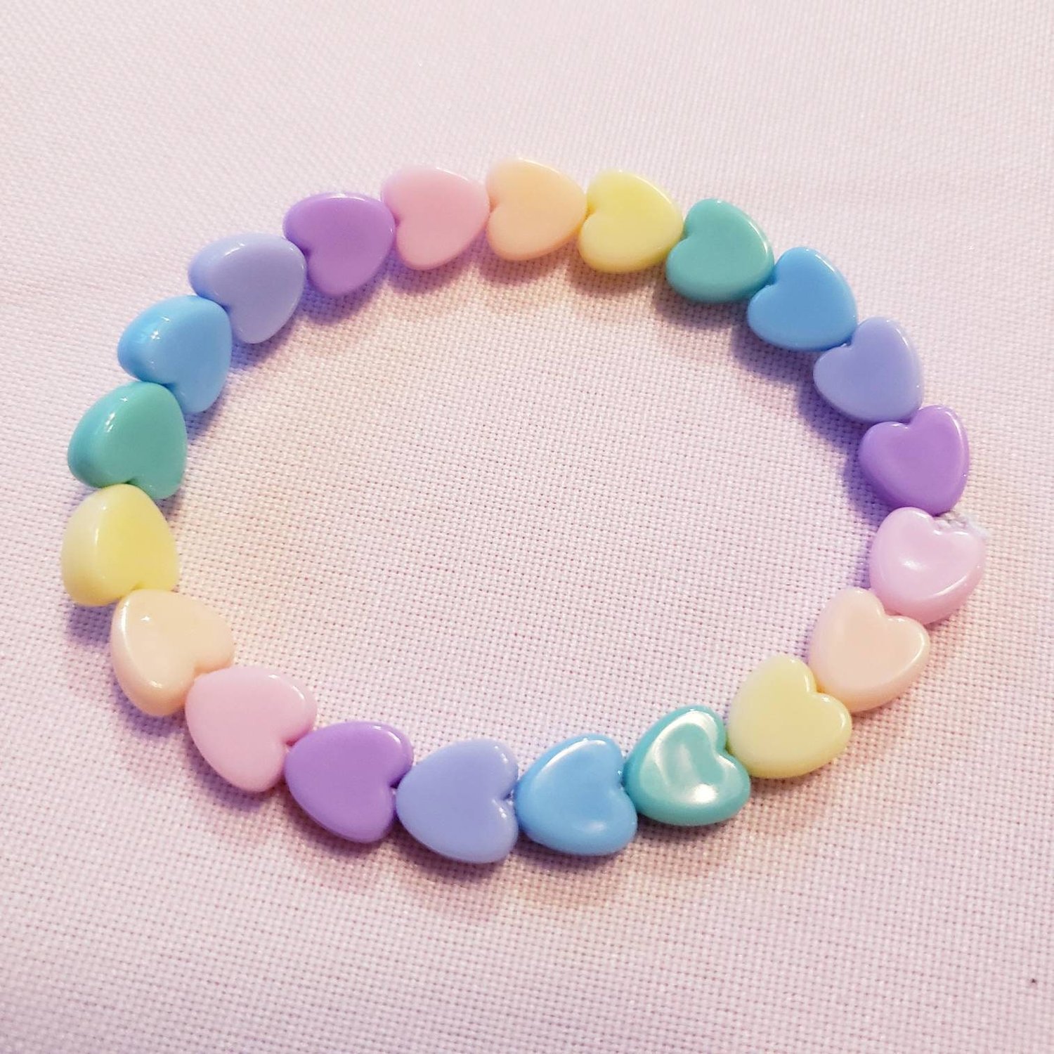 candy rainbow heart beaded kandi bracelet