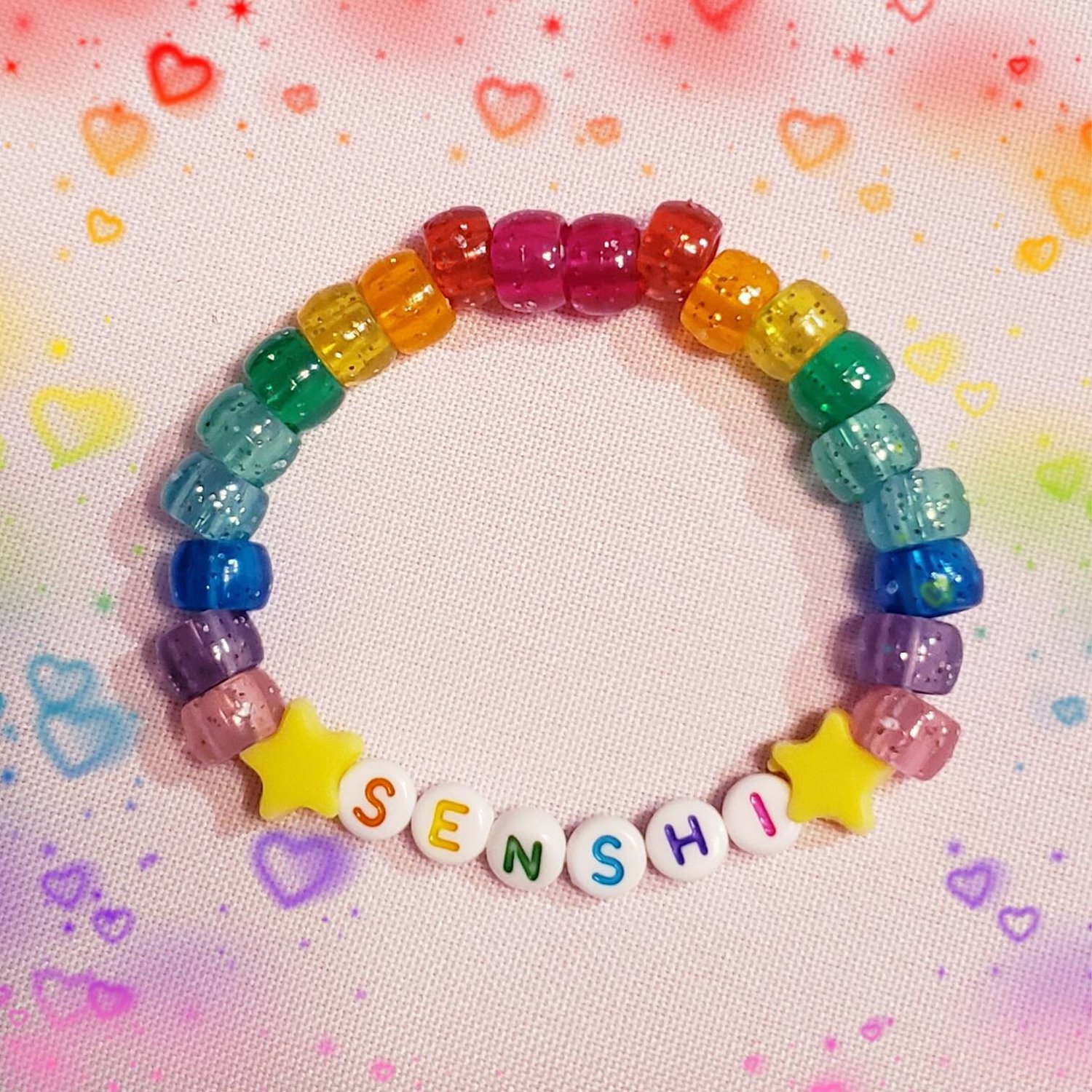 rainbow "senshi" sailor magical girl inspired beaded kandi bracelet