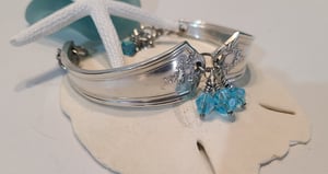 Image of Vintage Spoon Bracelet with Blue Crystals - Adjustable - Gift Boxed - #EB-381