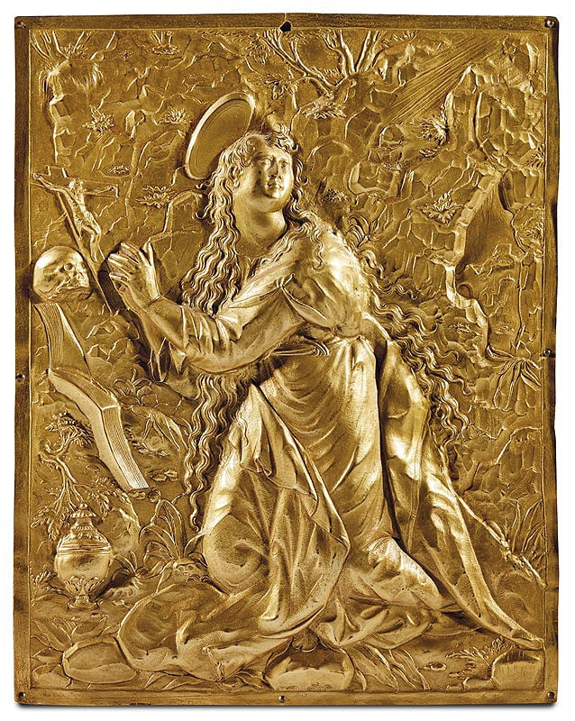 Image of An exceptional gilt copper relief of the Penitent Mary Magdalene