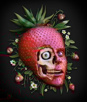 Image of Strawberry Skull Unisex Fleece Pullover **LIMITED EDITION**