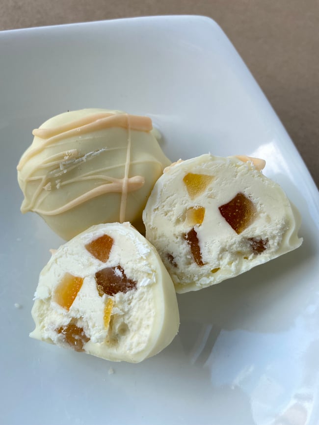 Orange White Chocolate Truffles in a box