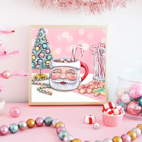 Image of Santa mug  8 x 8 print (White)