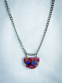 Image 2 of Rose Petal & Forget Me Not Pendant Necklace 