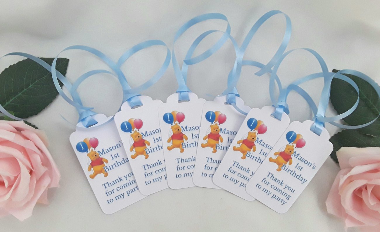 Personalised Winnie the Pooh Favour Tags, Winnie the Pooh Theme, Winnie ...