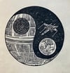 Death Star Yin Yang Block Print