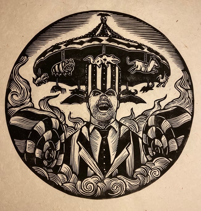 Beetlejuice Block Print