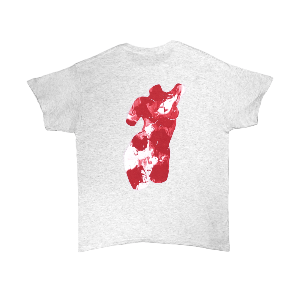 Image of Tee-shirt Gris Marbre Rouge