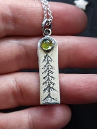 Image 2 of Frozen Pine peridot & recycled silver pendant