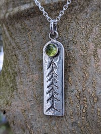 Image 3 of Frozen Pine peridot & recycled silver pendant