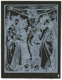 Image 1 of Christ on the Cross between the Virgin and Saint John - White on black