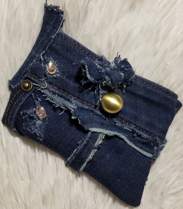 Image of Tasty Raw Edge Denim “Her Paper Drip” Purse