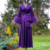 Passionate Purple Marabou-cuffed "Beverly" Gown