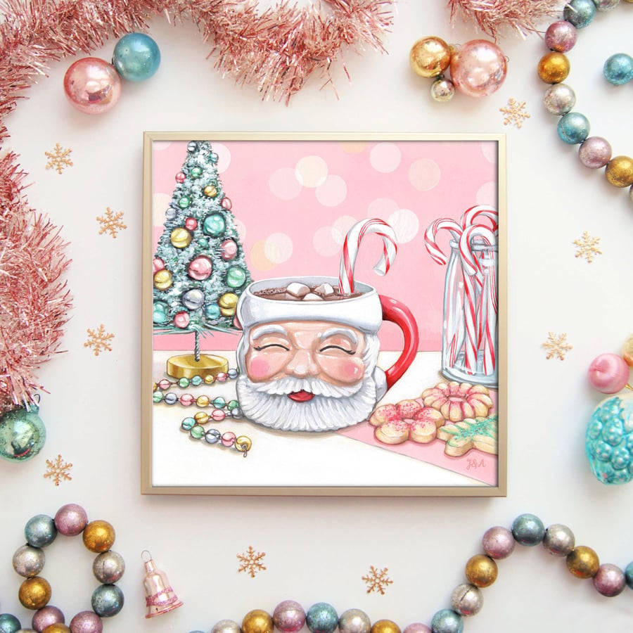 Image of Santa mug  8 x 8 print (White)