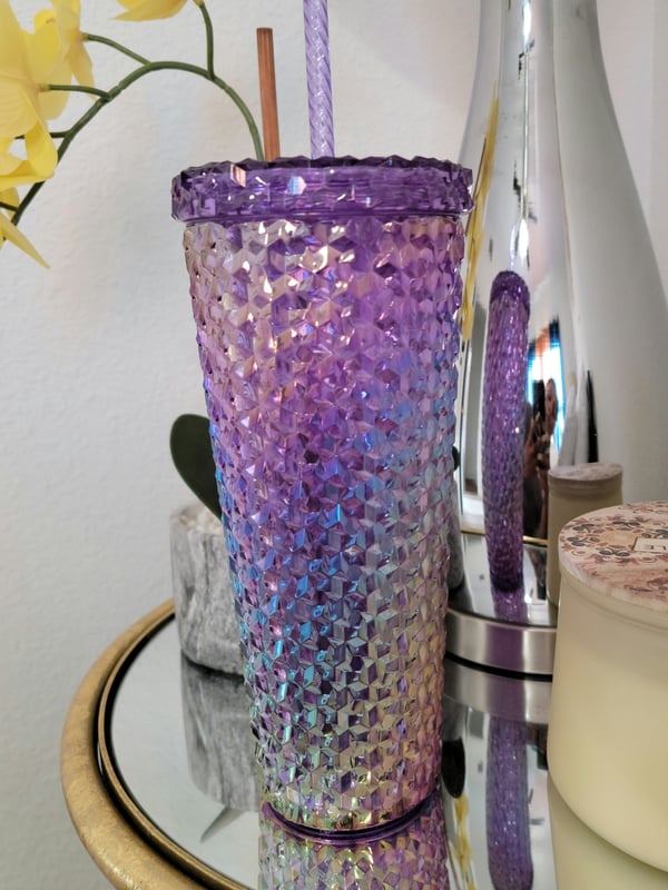 Image of purple luster double wall tumbler