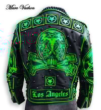 Image 1 of Evil Green Machine Keybone Leather Jacket 