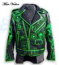 Image 2 of Evil Green Machine Keybone Leather Jacket 