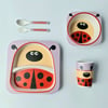Kids bamboo fibre tableware set 5 piece - ladybug