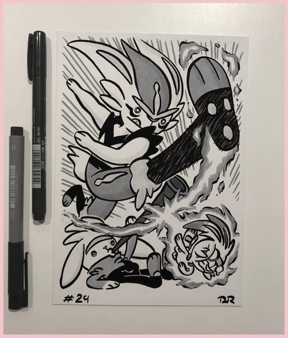 Image of Inktober 2019 #26: Scorbunny & family