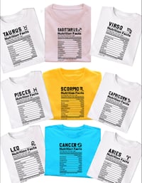 Image 2 of Zodiac Nutrition Facts Shirts