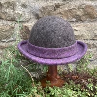 Image 1 of Purple-brimmed Harris Tweed and Felt hat.