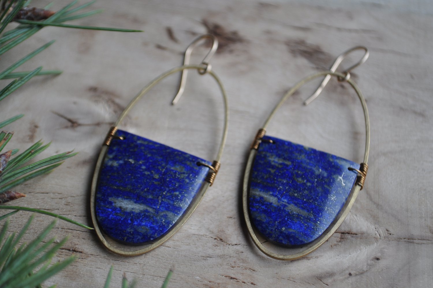 Image of One of a Kind Lapis Half Oval Dangles